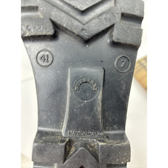 Burberry Rubber Rain Boots Women's Knee High Sz 7 Brown Novacheck Print Italy - Picture 9 of 9